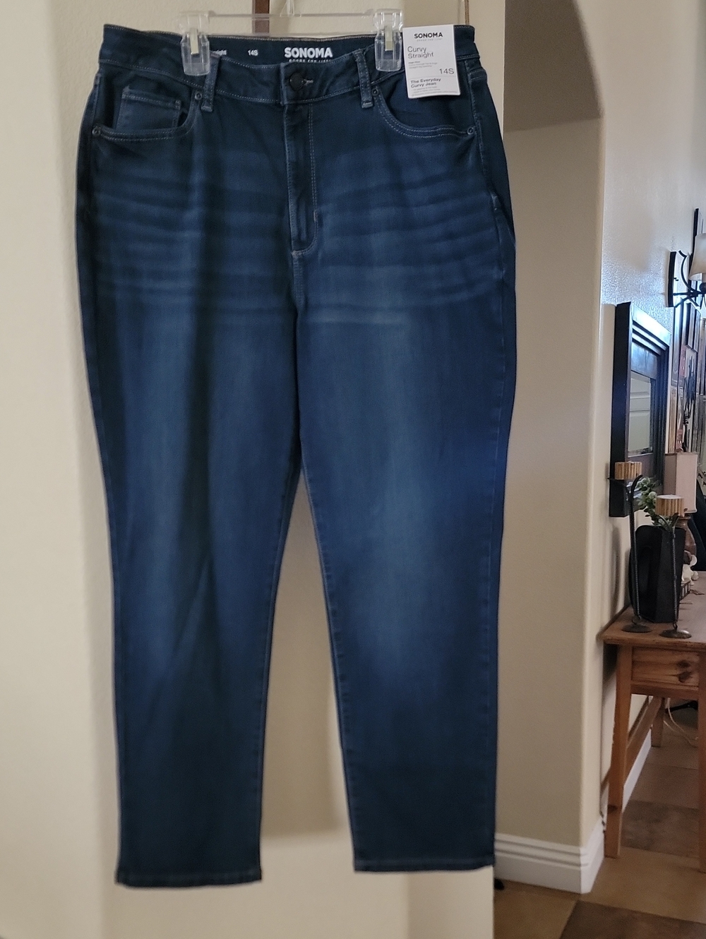 SONOMA Curvy Straight High Rise Jeans Blue Size 14S NWT